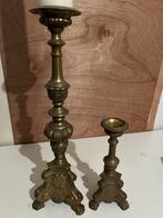 Antieke Koperen Kandelaars - Groot & Klein, Ophalen of Verzenden, Koper of Brons