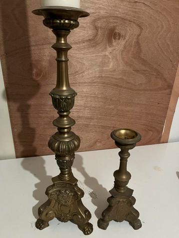Antieke Koperen Kandelaars - Groot & Klein beschikbaar voor biedingen