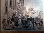 1877 houtsnede Rotterdam Holland zaterdagmorgen dagelijkse, Antiek en Kunst, Kunst | Tekeningen en Foto's, Ophalen of Verzenden
