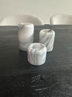 Vintage Marmer Waxinelichthouders - Set van 3, Overige materialen, Gebruikt, Wit, Ophalen of Verzenden