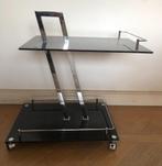 Serveerwagen zwart glas en chroom, Huis en Inrichting, Ophalen, 55 tot 75 cm, Modern, 60 cm of meer
