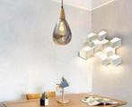 Hanglamp druppel chrome chrome e27 waterdruppel vorm + hout, Huis en Inrichting, Lampen | Hanglampen, Nieuw, Ophalen of Verzenden