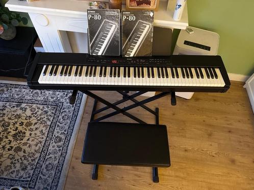 Yamaha P80 stage piano incl. Flightcase, kruk en standaard, Muziek en Instrumenten, Piano's, Gebruikt, Piano, Zwart, Ophalen