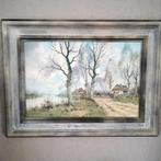 Schilderij: Landschap met boerderijen, Ophalen of Verzenden