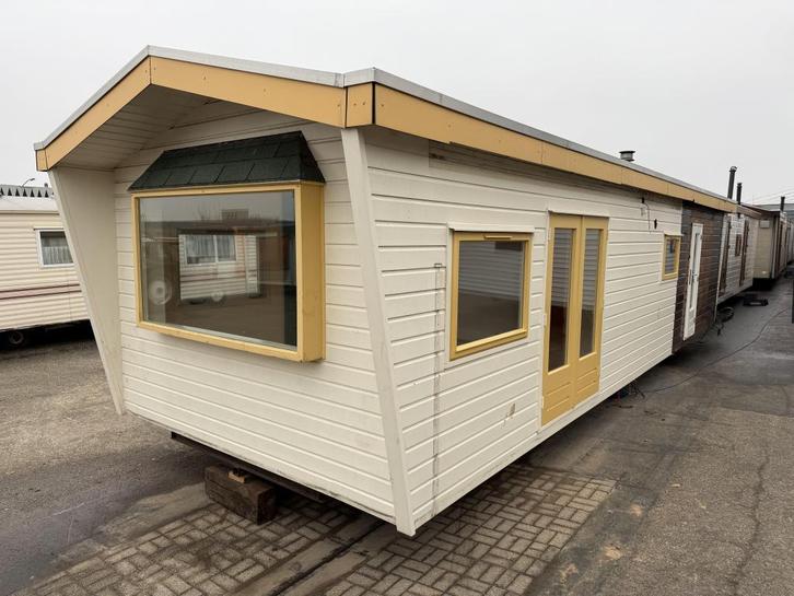 Houten Chalet 10.70 x 3.60 m 2 slp Airco, Caravans en Kamperen, Stacaravans