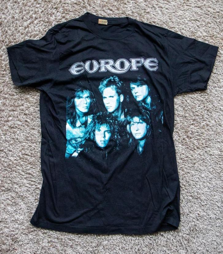 T shirt v/d groep Europe, + programmaboek en entreekrt. 1988, Kleding | Dames, T-shirts, Gedragen, Maat 38/40 (M), Zwart, Korte mouw