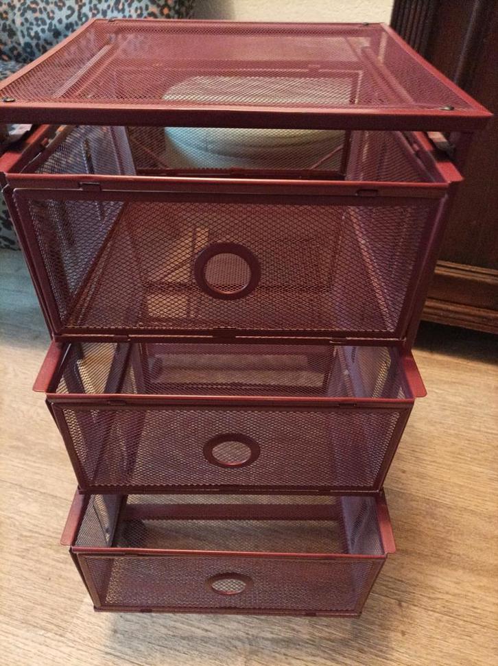 Metalen ladekastje op wieltjes - 3 lades, Huis en Inrichting, Kasten | Dressoirs, Zo goed als nieuw, Minder dan 50 cm, 25 tot 50 cm