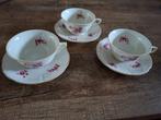 3x thee kop en schotel Mosa met bloemen, Verzamelen, Ophalen of Verzenden, Zo goed als nieuw, Porselein, Kop en/of schotel