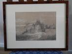 Hollandse school, 19e eeuw, gezicht op buitenplaats tekening, Ophalen of Verzenden