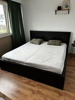 IKEA Malm bed 180cm + lattenbodems, Ophalen, Gebruikt, Zwart, Tweepersoons