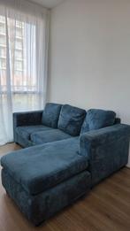 Stijlvolle blauwe hoekbank met loungegedeelte – 194x160 cm, Ophalen, Gebruikt, Stof, Ribstof hoekban