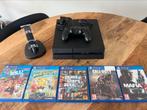 PlayStation 4 incl. 5 spellen (set), Ophalen of Verzenden, Zo goed als nieuw, Met 1 controller, Original