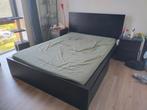 Malm bed Ikea 2-persoons 140x200 zwart met 2 lades, Gebruikt, 140 cm, Hout, Zwart