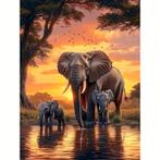 Diamond Painting Olifanten familie 40x30cm (vierkant), Ophalen of Verzenden, Nieuw, Knutselwerk