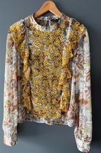 Gele broderie blouse met print van Zara, maat xs, Zara, Geel, Ophalen of Verzenden, Zo goed als nieuw