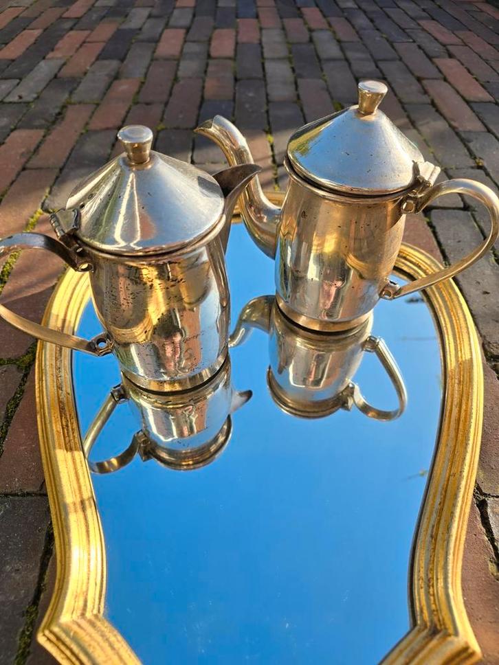 2 antieke verzilverde HACKER - Sydney thee / koffie potten, Antiek en Kunst, Antiek | Goud en Zilver, Ophalen of Verzenden