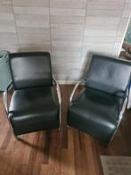 2x Kwaliteits Lederen Stoelen, Ophalen, Twee, Zwart, Leer