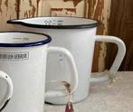 Vintage / emaille litermaat / 2 liter / wit met zwarte bies, Antiek en Kunst, Ophalen of Verzenden