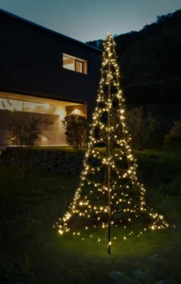 Nieuwe Vlaggenmast Kerstboom 4m warmwit voor de tuin beschikbaar voor biedingen