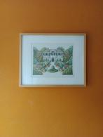 2 x Geborduurde kasteel/landhuis schilderijen, Huis en Inrichting, Ophalen, Zo goed als nieuw, Schilderij, Minder dan 50 cm