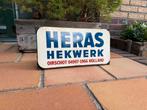 Oud emaille reclame bordje heras hekwerk Oirschot Holland, Ophalen of Verzenden, Gebruikt, Reclamebord