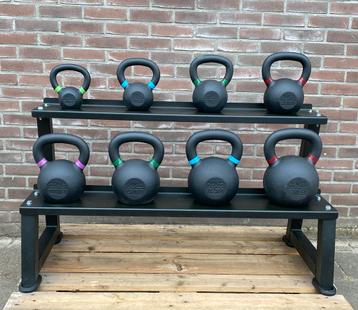 Kettlebells/ kettlebells set 4kg t/m 32kg met rek! NIEUW! beschikbaar voor biedingen