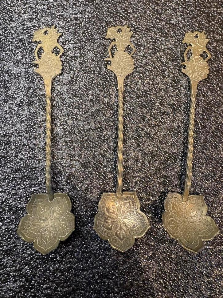 Set van 3 antieke zilveren lepeltjes – 800 zilver –Aziatisch, Antiek en Kunst, Antiek | Bestek, Verzenden