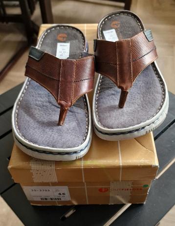 Nw. Outlander degelijke lederen teenslippers mt. 46 br./ bl. beschikbaar voor biedingen