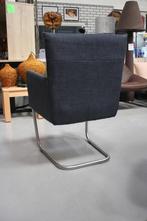 4 x luxe eetkamerstoel MATT Jess sledestoel stof donkerblauw, Huis en Inrichting, Stoelen, Ophalen, Gebruikt, Blauw, Metaal