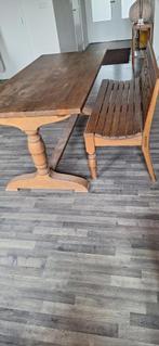 Tafel met bank, Huis en Inrichting, Tafels | Eettafels, Ophalen, Gebruikt, Stoer, Eikenhout