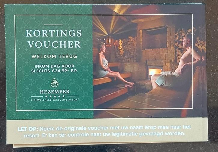 Kortingsvouchers wellness Hezemeer, Sport en Fitness, Gezondheidsproducten en Wellness, Nieuw, Overige typen, Ophalen of Verzenden