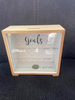 Gloednieuwe houten "Goals"" [doelen] Spaarpot, Verzamelen, Spaarpotten, Ophalen, Nieuw, Hout, Overige thema's