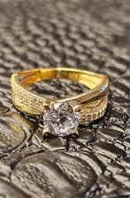 Prachtige 14k dames gouden ringen met zirkonia steen, Nieuw, Ophalen of Verzenden, 17 tot 18, Dame
