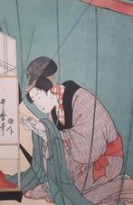 Japanse Houtblok Prent Utamaro Vrouw Takamizawa ca 1970, Antiek en Kunst, Kunst | Niet-Westerse kunst, Verzenden