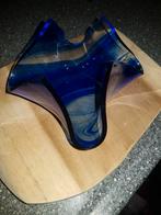 Blauw glas waxinelichthouder, Ophalen of Verzenden