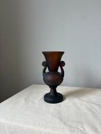 Vintage glas bruin amberkleurig Murano vaas ‘amphora’ h21cm, Ophalen of Verzenden