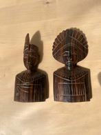 Twee bustes houtsnijwerk, Antiek en Kunst, Kunst | Beelden en Houtsnijwerken, Ophalen of Verzenden