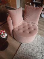 Oud Roze Velvet Ronde Stoel, Huis en Inrichting, Fauteuils, Gebruikt, Minder dan 75 cm, Vintage, Ophalen of Verzenden