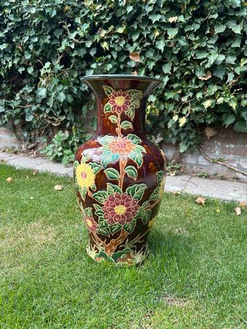 XL Vaas keramiek Antiek met Bloemen beschikbaar voor biedingen