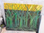 Modern Art, groen- geel boomstammen; met opgezet, Ophalen