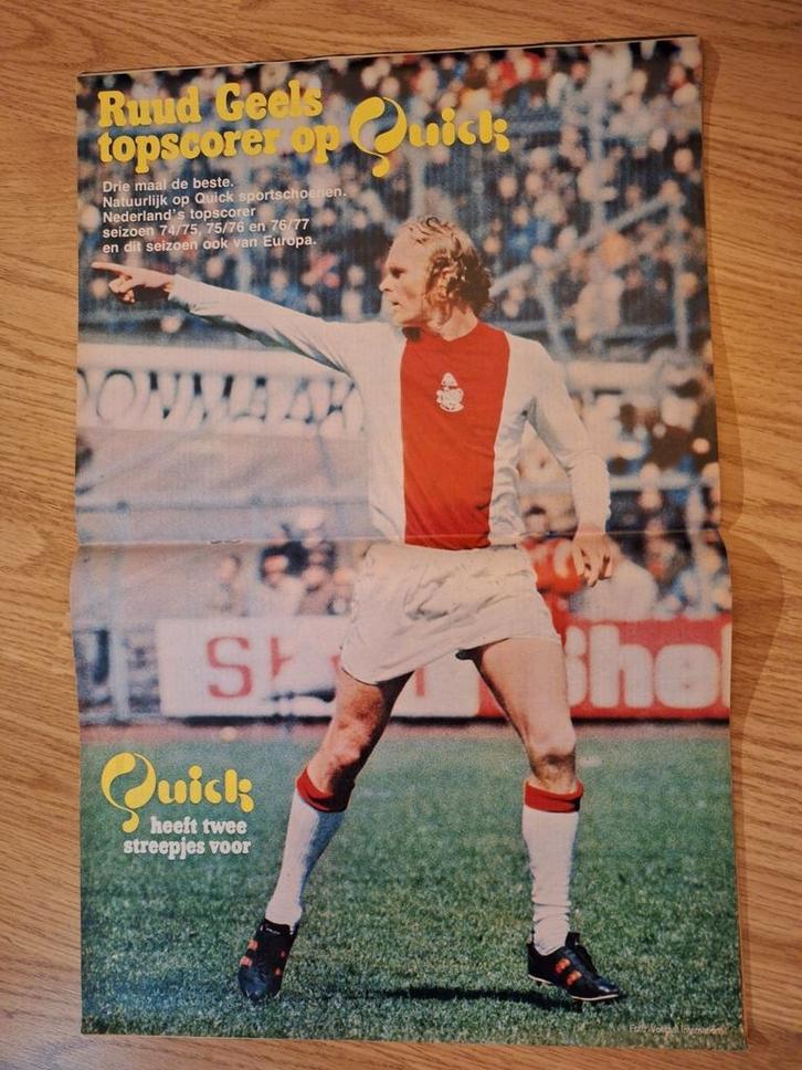 Oude poster Ruud Geels (Ajax, Quick, 1977), Verzamelen, Sportartikelen en Voetbal, Zo goed als nieuw, Poster, Plaatje of Sticker