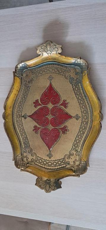 Vintage Italiaans Dienblad - Goud & Rood beschikbaar voor biedingen