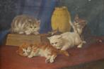 schilderij olieverf poesjes    gesigneerd, Verzenden