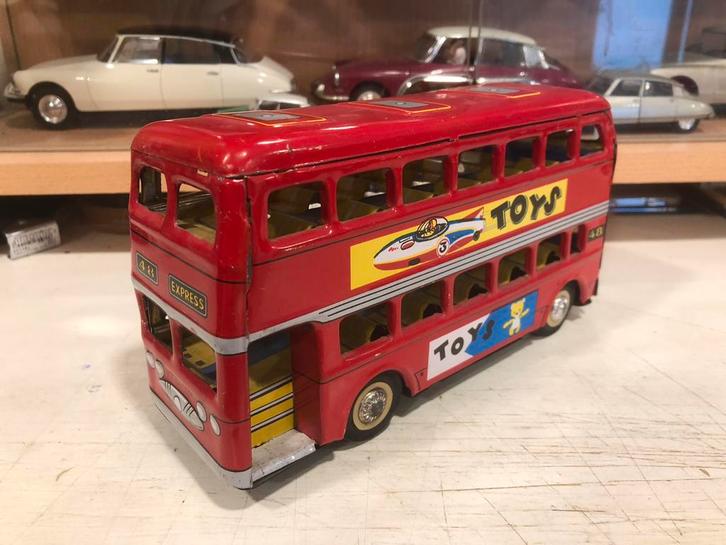 Oude Engelse Dubbeldekker bus Frictie motor China 25cm groot, Antiek en Kunst, Antiek | Speelgoed, Ophalen of Verzenden