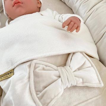 Babydekentje Velvet met strik -  ecru - bamboe beschikbaar voor biedingen