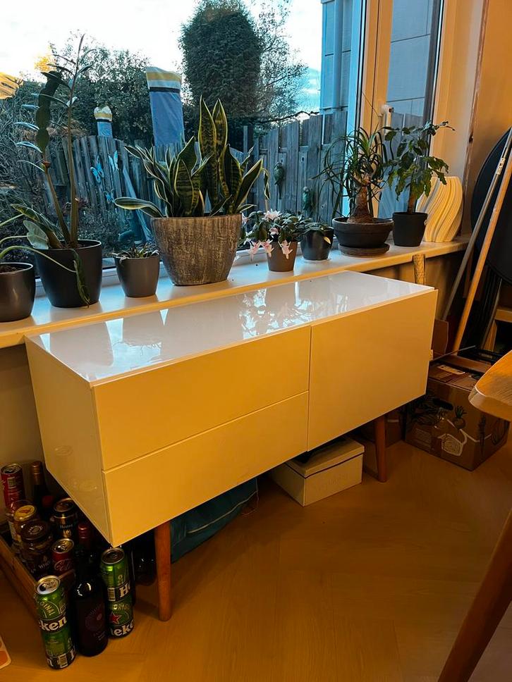 Witte TV Kast - Scandinavisch Design, Huis en Inrichting, Kasten | Dressoirs, Gebruikt, 100 tot 150 cm, 25 tot 50 cm, Met lade(s)