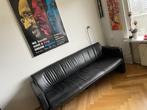 Fiabo Leolux 3zitsbank Zwart Leder Leer Design GOED LEZEN, Ophalen, Gebruikt, 150 tot 200 cm, Driepersoons