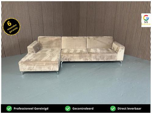 GRATIS LEVERING Velvet Loungebank Taupe 315x160 GEREINIGD, Huis en Inrichting, Banken | Bankstellen, Zo goed als nieuw, Hoekbank