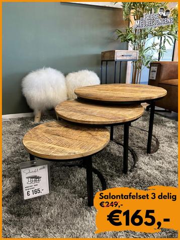 Bijzettafel Set | 3 - Delig | Mangohout | €165,- per set