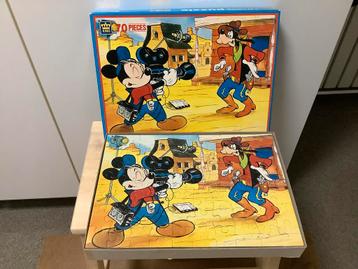 Oude Puzzel King Disney Mickey Goofy Wilde Westen cowboy 70 beschikbaar voor biedingen